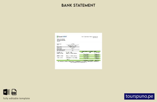 listo para imprimir plantilla de Word   extracto bancario de Garanti BBVA de Rum